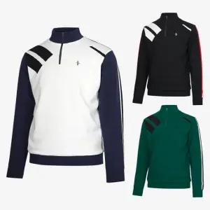 [빌트모아] 남성 골프웨어 퀼팅 우븐 방풍 반집업 니트