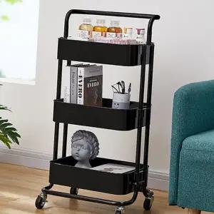 이동식 선반 틈새 바퀴형 다용도 이동식 트롤리 주방 수납 3단 다용도실 카트