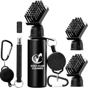 골프 홈 샤프너 도구가 있는 클럽 브러시 클리너 교체용 헤드 3개 남성용 접이식 클립 골프백 액세서리 2개