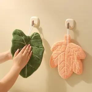 [토마]]나뭇잎 핸드 걸이형 타올 2개세트/화장실 가정용 타월 소리수건 어린