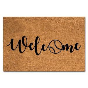 재미있는 코이어 도어매트 야구 애호가 환영합니다 현관 차고 장식 도어매트는 튼튼한 PVC 백킹 논 슬립 아웃도어 매트가 있는 개인 맞춤형 러그 외부에 있습니다. 23.6 x 15.7 인치