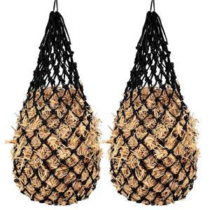 CAMATET 2PCS 말을 위한 느린 사료 건초 그물 염소 및 가축 용품을 2인치 구멍이 달린 40인치 블랙