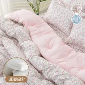 [베개세트+베개솜] 사계절 모달 장미 차렵 이불 봄 가을 간절기 겨울 먼지없는 침구 킹 K 베개 세트