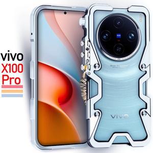Vivo X200 Pro 용 고급 메탈 알루미늄 폰 범퍼 수제 해골 케이스
