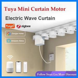 최신 Tuya Zigbee 스마트 미니 커튼 모터 맞춤형 리플 폴드 S 웨이브 전기 트랙 세트 Cornice Rail Support