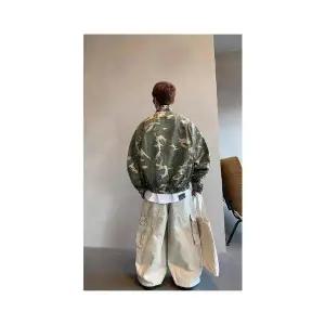 키체샵 남성 바람막이 점퍼 빈티지 차이나 카모 코트 봄 가을 상의 HO3