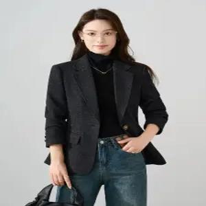 여성패션 정장 자켓 진회색 코트 가을 겨울 캐주얼 모직 양복 상의 DL4