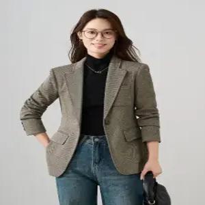 여성패션 정장 자켓 진회색 코트 가을 겨울 캐주얼 모직 양복 상의 DL4