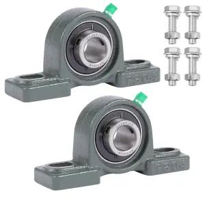 볼트 및 너트 설치를 위한 4세트가 있는 2팩 UCP204-12 장착 베개 블록 볼 베어링 강철 3 /4 보어