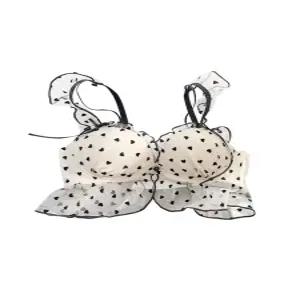 레이스 노와이어 푸시업 브라 하트망사 속옷세트