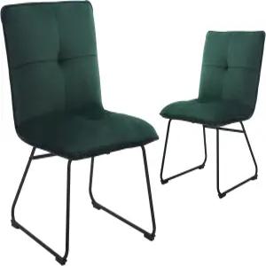 캉롱 리벳 로건 미드 센추리 모던 식탁 의자 단단한 금속 다리가 있는 거실 2개 세트 그린