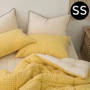 순면 옐로우. 선염 차렵이불 어반체크 워싱 싱글 이불 (WFJQZK7)