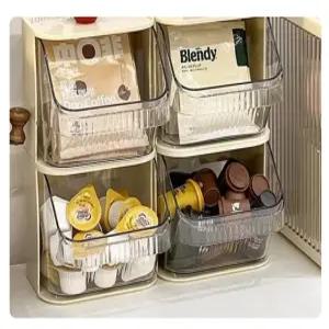 센스 다용도 수납 커피 캡슐 화장품 문구 티백 보관 함 서랍형 벽걸이 가능 투명 아크릴 정리