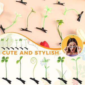 30pcs 콩나물 헤어 클립 식물 머리핀 꽃 어린이를위한 작은 잔디 자용 학교 홈 파티