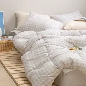 리빙홈 달콤한 체크 소프트 마이크로 차렵이불 SS 항균 솜 이불