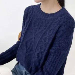 케이블 꽈배기 캐주얼 라운드넥 여성 긴팔 니트 스웨 (KYR-WFGTXRH)