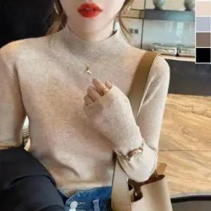 터틀넥 하프 캐주얼 니트 1P 겨울 데일리 긴팔 반폴라 (KYR-WFGUDTJ)