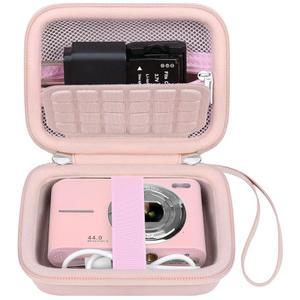 [미국배송] KODAK PIXPRO C1 프렌들리 줌 디지털 카메라용 캔복 휴대용 케이스 카메라 가방 지퍼 메시 포켓 핏 케이블 배터리 핑크 (케이스 전용)