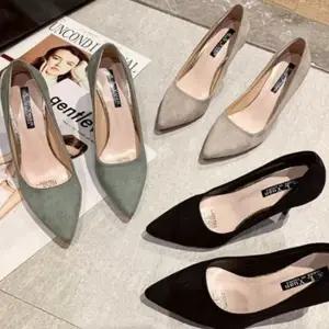 여성힐 6CM 펌프스 스에이드 하이힐 뾰족코 여성구두 (WFJSPDU)