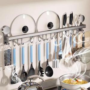 흡착식 주방 걸이 선반 슬라이딩 후크 조리 도구 식기 칼 스푼 이동식
