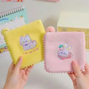 사각 벨벳 지퍼 파우치 미니멀 소품 가방 포켓 (WFK9FEK)