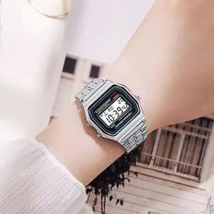 고품질 사각 디지털 시계 전자 손목시계 스톱워치 패션 메탈 (WFK9FJC)