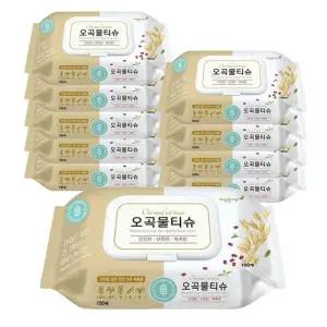 [깨끗한나라][깨끗한나라] 깨끗한나라 오곡물티슈 캡 100매 10팩 (42931197)