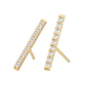 14K GOLD 골드 큐빅 스틱 일자침 데일리 금 귀걸이 W98DAAF