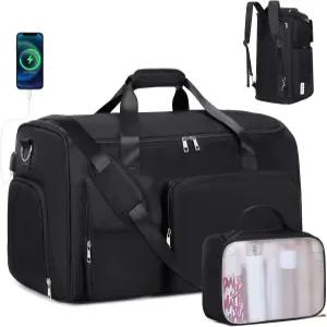 여행용 ACESAK 의류 가방 투인원 컨버터블 캐리 온 더플 백 수트 접이식 백팩 신발 수납공간 세면도구 남성