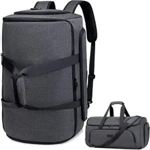 여행용 의류 가방 남성 여성 컨버터블 더플백 휴대용 백팩 4 in1 정장 신발 수납 공간 포함 대형 위켄더