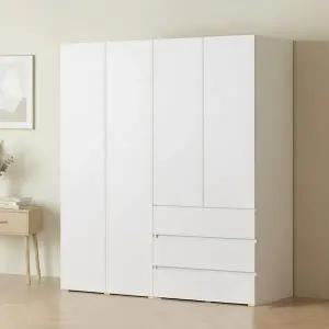 [아씨방가구]마일 터치 행거 싱글+3단 서랍 옷장 세트 1600