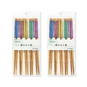 5P 젓가락 세트 일본식 2세트 도트 고급 대나무 (WFKAD45)