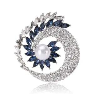 [하프클럽/]화려한 진주 블루 지르코니아 달팽이 패션브로치 옷핀