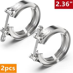 2PCS 304 스테인레스 스틸 2.36 인치 60mm 표준 V 밴드 클램프 터보 다운 파이프 배기 Vband 자동차 액세서