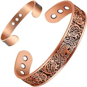 남성용 빅매그 구리 자석 팔찌 9배 초강력 트리 오브 라이프 패턴 조정 가능 99.9 고체 순수 존재