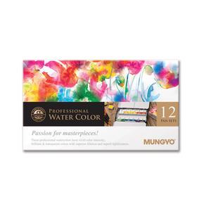 문교 고체 수채물감 12색 전문가용 틴케이스