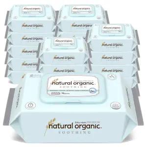 네츄럴오가닉 아기물티슈 수딩 프리미엄 엠보싱 스마트캡형70매[20팩]