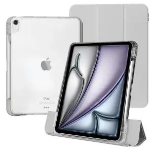 케노 아이패드 에어 11 M2 M3 6/7세대 에어4/5세대 10.9 세로거치 애플펜슬수납 충전 더블투명케이스 그레이