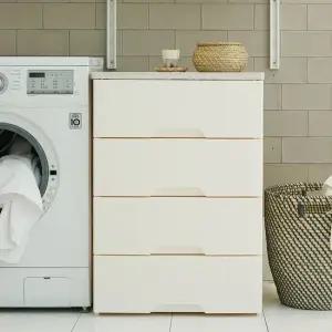 모던플러스 우드상판 플라스틱 서랍장 2단 3단 4단 5단 6단 내추럴 화이트 티크)