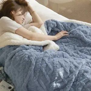 [르랑] 노르딕 양털 담요 블루대형-블랭킷 이불 극세사 밍크 캠핑러그 쇼파 겨울BB04A18 블랑캣