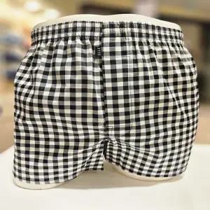 엘르이너웨어 블랙 깅엄체크 면 남성 트렁크 EDMTK174 BK