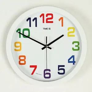 레인보우 숫자 벽시계 화이트  W471821