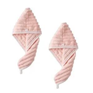 꾸지 초강력 흡수 헤어 타월 25 x 65 cm, 핑크, 2개