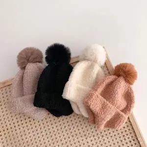 [하프클럽/모노무드]모노무드 아동 보글 공방울 귀마개 니트 비니 모자 키즈 귀덮는