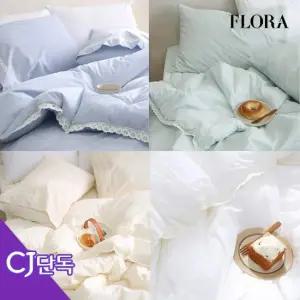 [CJ단독가] 코티지 토숀 레이스 80수 순면 사계절 차렵이불+베개커버+패드세트 SS Q K 4colors