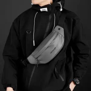모노 블랙 나일론 크로스백 남성용 데일리 힙색