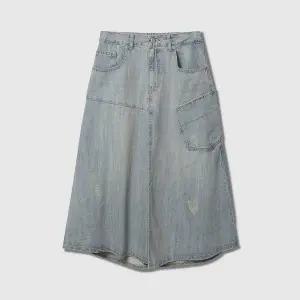 [DEMOO](센텀시티점)디스트레스드 워싱 데님 스커트 블루