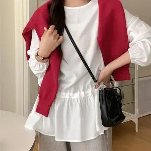 [공구우먼] [제작] 코이비 라운드넥 미디 셔링 블라우스 84209 빅사이즈 여성의류