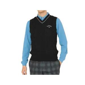 [캘러웨이] 남성 골프웨어 브이넥 니트 베스트 조끼 블랙 2025