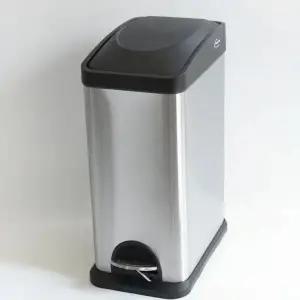 직사각 스텐 페달 휴지통 밟는 스테인레스 휴지통 쓰레기통 주방 사무실